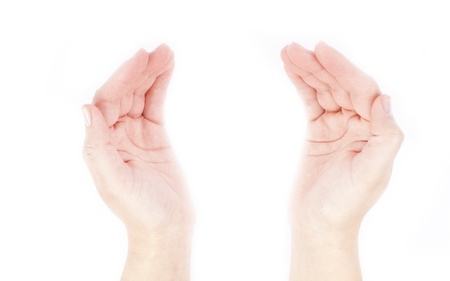 two hand's on whiteの写真素材