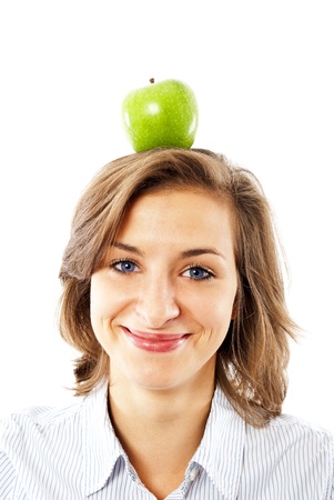 woman with applesの写真素材