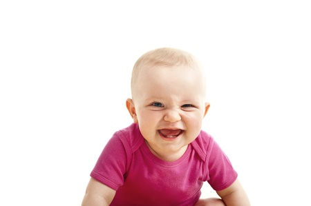 baby smiling and looking ahead