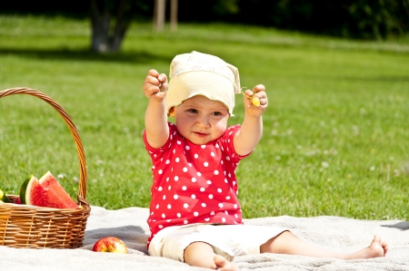 baby on natural backgroundの写真素材