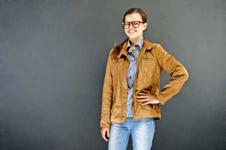 Teenager girl fashion on black backgroundの写真素材