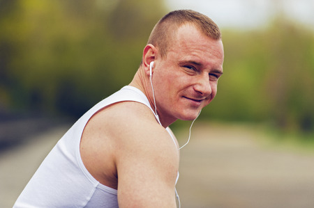 Man resting after jogging.の写真素材