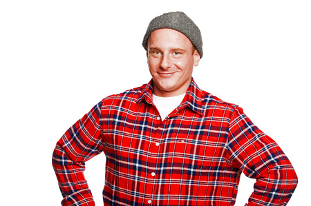 Logger in red shirt isolated.