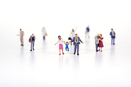 Crowd of people in miniature peopleの写真素材