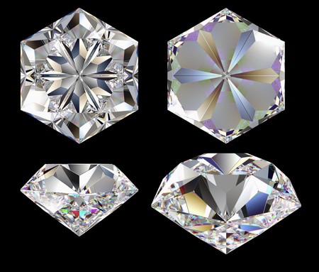 Diamond six star isolated different views computer graphicsの写真素材