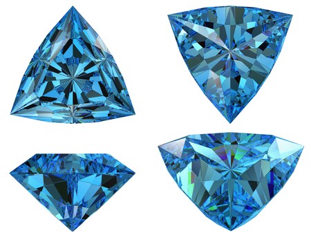 blue gem diamond cut isolatedの写真素材
