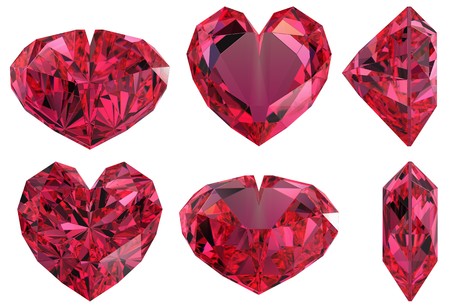 red heart  diamond cut isolatedの写真素材