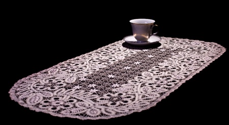 Big lace and cup at cornerの写真素材