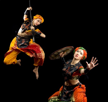 Two woman fight with spear and shield - arabia themeの写真素材