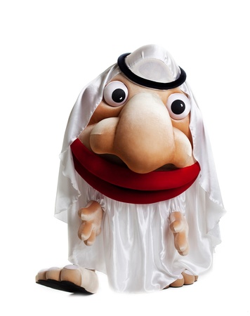 oriental white arabian mascot costume isolated with moving eyesの写真素材