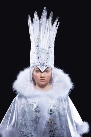 portrait of pretty girl in ice queen carnival costumeの写真素材