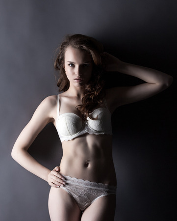 Image of gorgeous young underwear model posing at cameraの写真素材