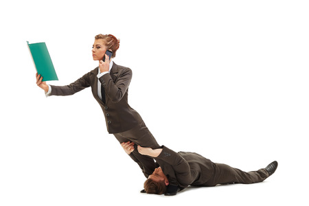 Flexible people represent concept of multitaskingの写真素材