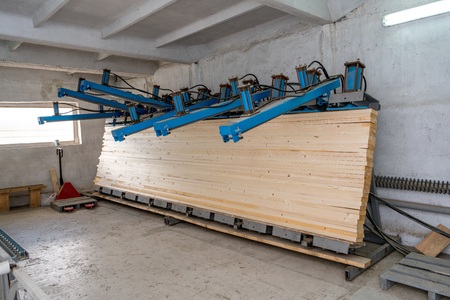 Woodworking. Furniture panel made of laminated veneer lumberの写真素材