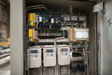 Photo of electrical panel with fuses and contactorsの写真素材