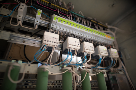 Electrics. Photo of fuses and contactors, close-up