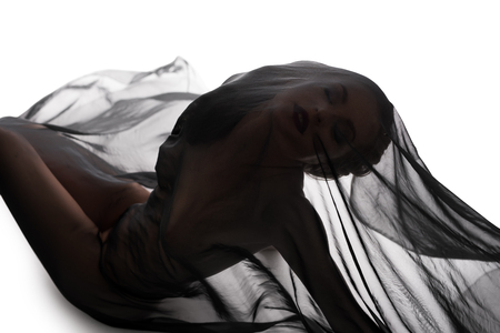 Concept of lust. Voluptuous young woman posing at cameraの写真素材