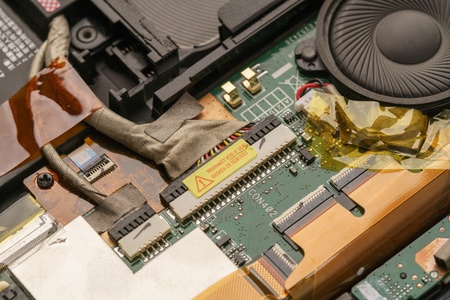 Hardware. Image of laptop motherboard, close upの写真素材