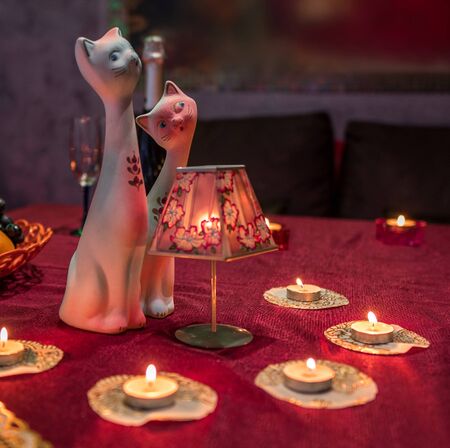 Table laid for tea in luxurious sauna restroomの写真素材