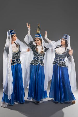 Beautiful girls in georgian dresses shotの写真素材