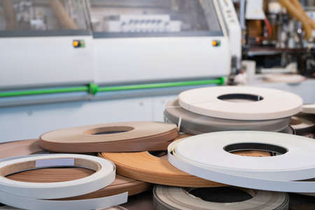 Heap of paper strips on furniture factoryの写真素材