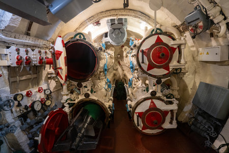 Exploring an ancient submarine in Vladivostok, Russias maritime historyの写真素材