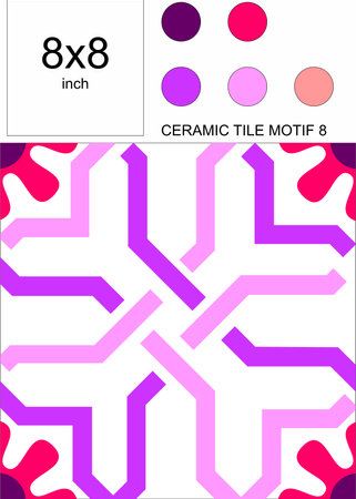 8x8 inch CERAMIC TILE MOTIF 
Ceramic Tile Design,Ceramic Vector,Decorationのイラスト素材