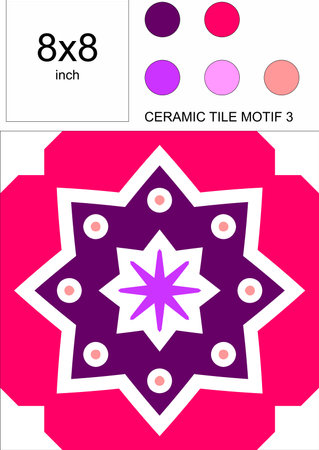 8x8 inch CERAMIC TILE MOTIF 
Ceramic Tile Design,Ceramic Vector,Decorationのイラスト素材