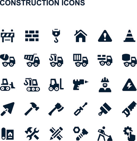 Construction icons set. Collection of high quality symbols for web design, mobile apps and infographics.のイラスト素材