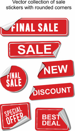 Set of sale stickers, labels, tags, badges and design elements.Set ribbon banner and label sticker sale offer and badge tag sale advertising.のイラスト素材