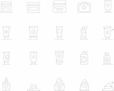 Cosmetic icons set. Outline illustration of 16 cosmetic icons for webのイラスト素材