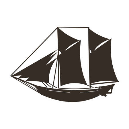 silhouette of a sailing shipのイラスト素材