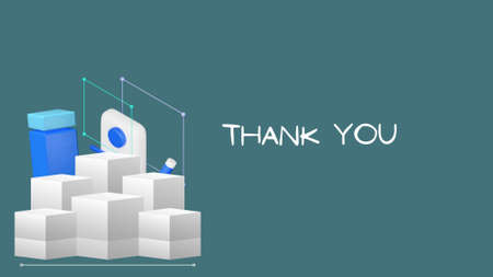 Thank you card. Beautiful greeting card with gradient background and with 3d shape decoration vectorのイラスト素材
