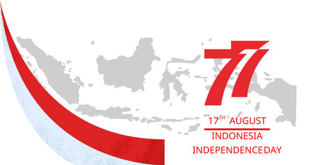 77th years 17 august indonesia independence day banner, illustration of indonesian independence day celebration.の写真素材