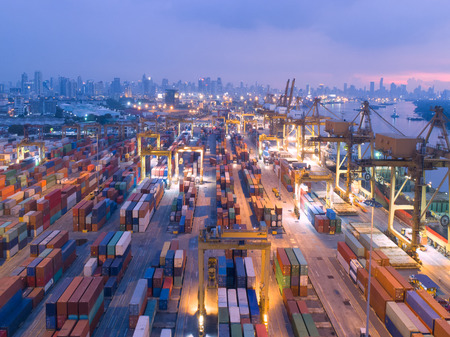 container,container ship in import export and business logistic,By crane,Trade Port , Shipping,cargo to harbor.Aerial view,Water transport,International,Shell Marine,transportation,logistic,trade,portのeditorial素材