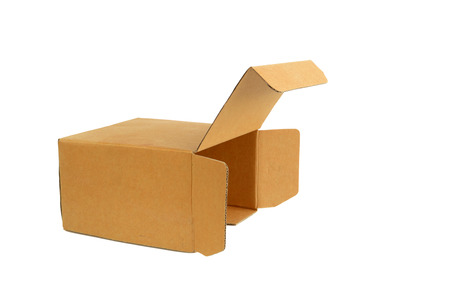 a brown cardboard box front side isolated on white background 