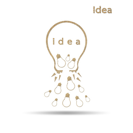 burlap creative idea light bulb symbol isolated on white backgroundの写真素材
