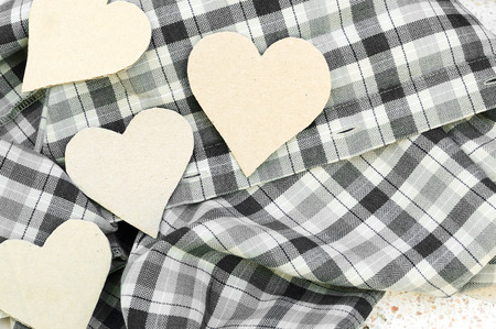 paper heart on fabric backgroundの写真素材