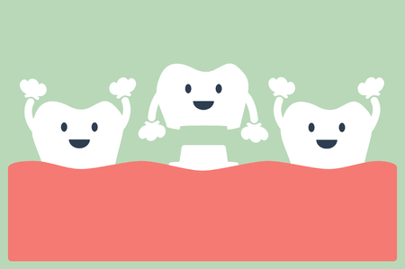 dental cartoon vector, dental implant with crownのイラスト素材