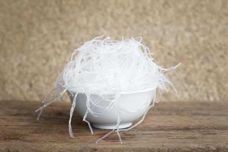 Chinese cellophane noodle or mung bean vermicelli, transparent thread like noodle made from dried mung bean pasteの写真素材