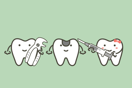 Dental cartoon illustration of tooth extractionのイラスト素材