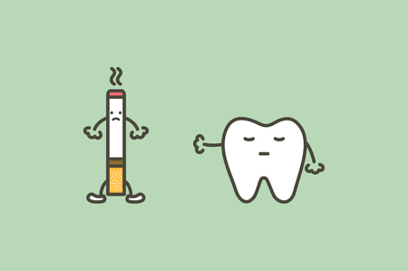 Healthy tooth saying no to cigarette.のイラスト素材