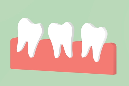 crooked teeth - dental cartoon 3d render flat style cute character for designの写真素材