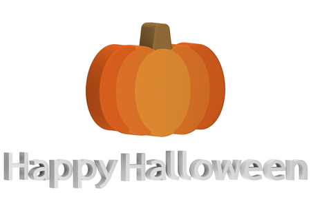 Halloween pumpkin with text isolated on white for Happy Halloween - cartoon 3d render flat style cute character for your creative designの写真素材