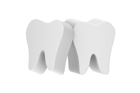 tooth lean together - dental cartoon 3d render flat style cute character for designの写真素材