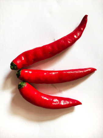 Red Chili pepper isolated on white backgroundの写真素材