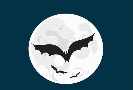 Moon and batsのイラスト素材
