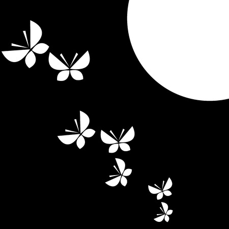 Moon and butterfliesのイラスト素材
