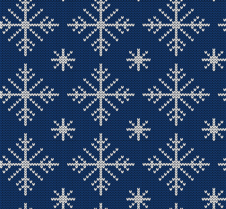 Seamless knit pattern with snowflakesのイラスト素材