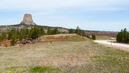 Famous Devils Tower National Monument in Wyoming, USA played main role in "Close Encounters of the Third Kind".の写真素材